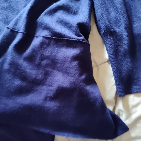 eileen fisher open cardigan Sweater M Italian Merino Yarn Blue Purplish - Picture 7 of 12